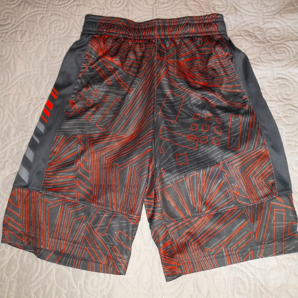 Kids large Russell shorts red striped